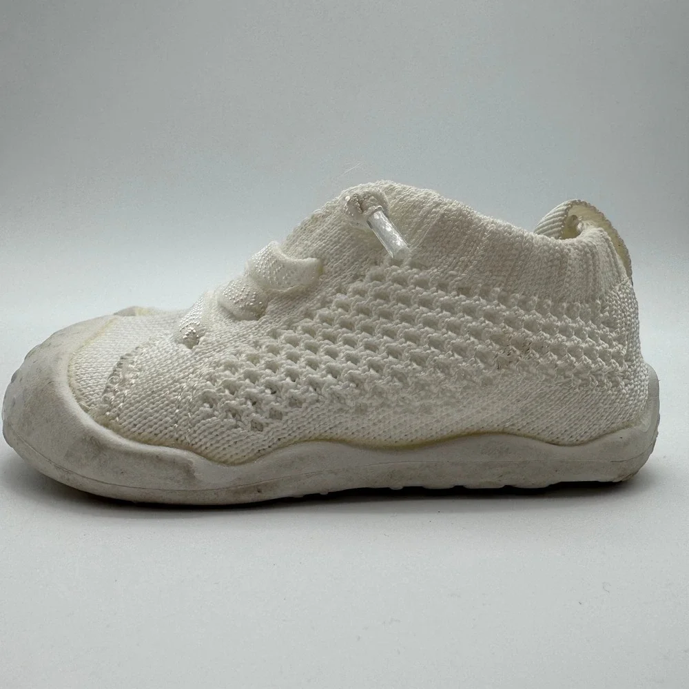 Toddler Knit Sneakers‎ White Slip On Walking Shoes Size 5 Baby Toddler